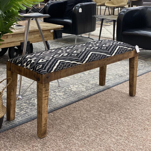 black & white pattern bench
