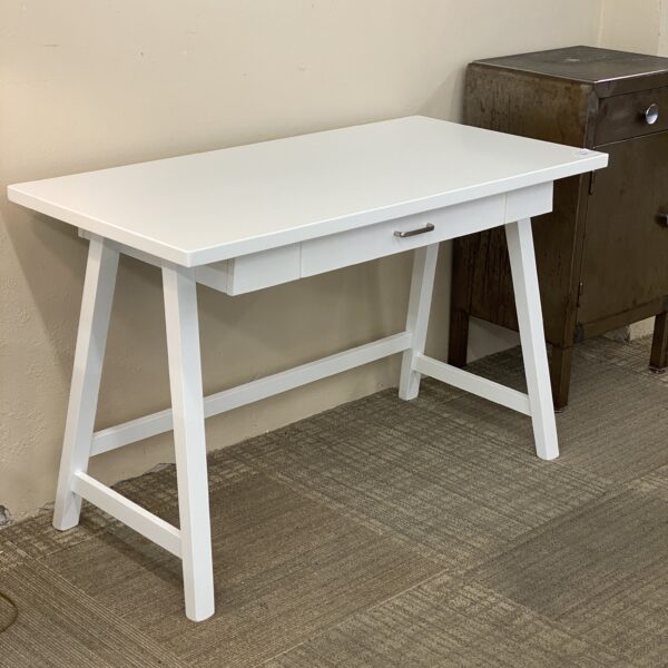 white wood desk