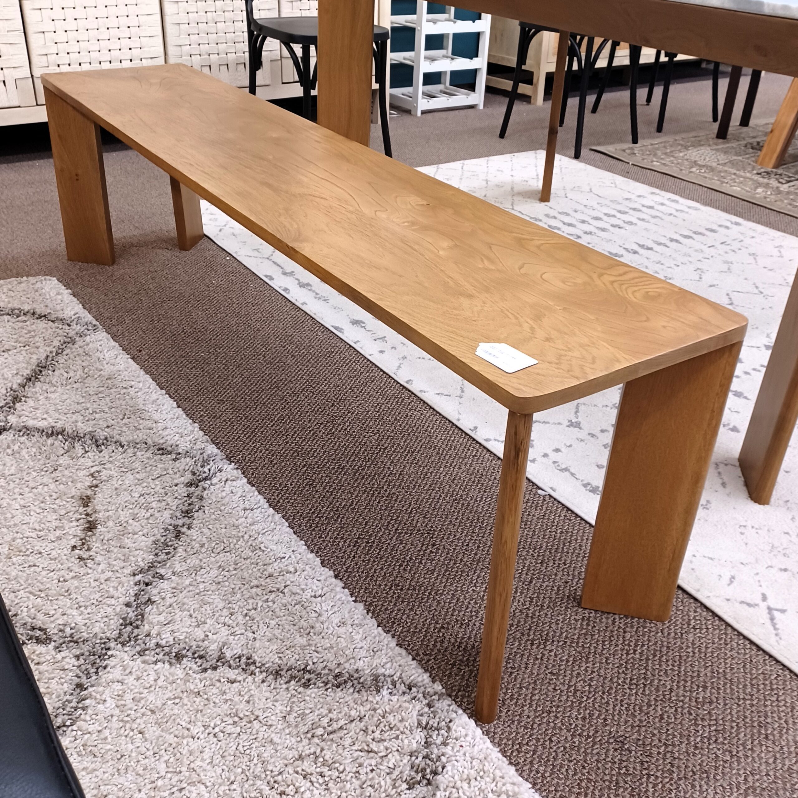 moe's angle oak dining bench large