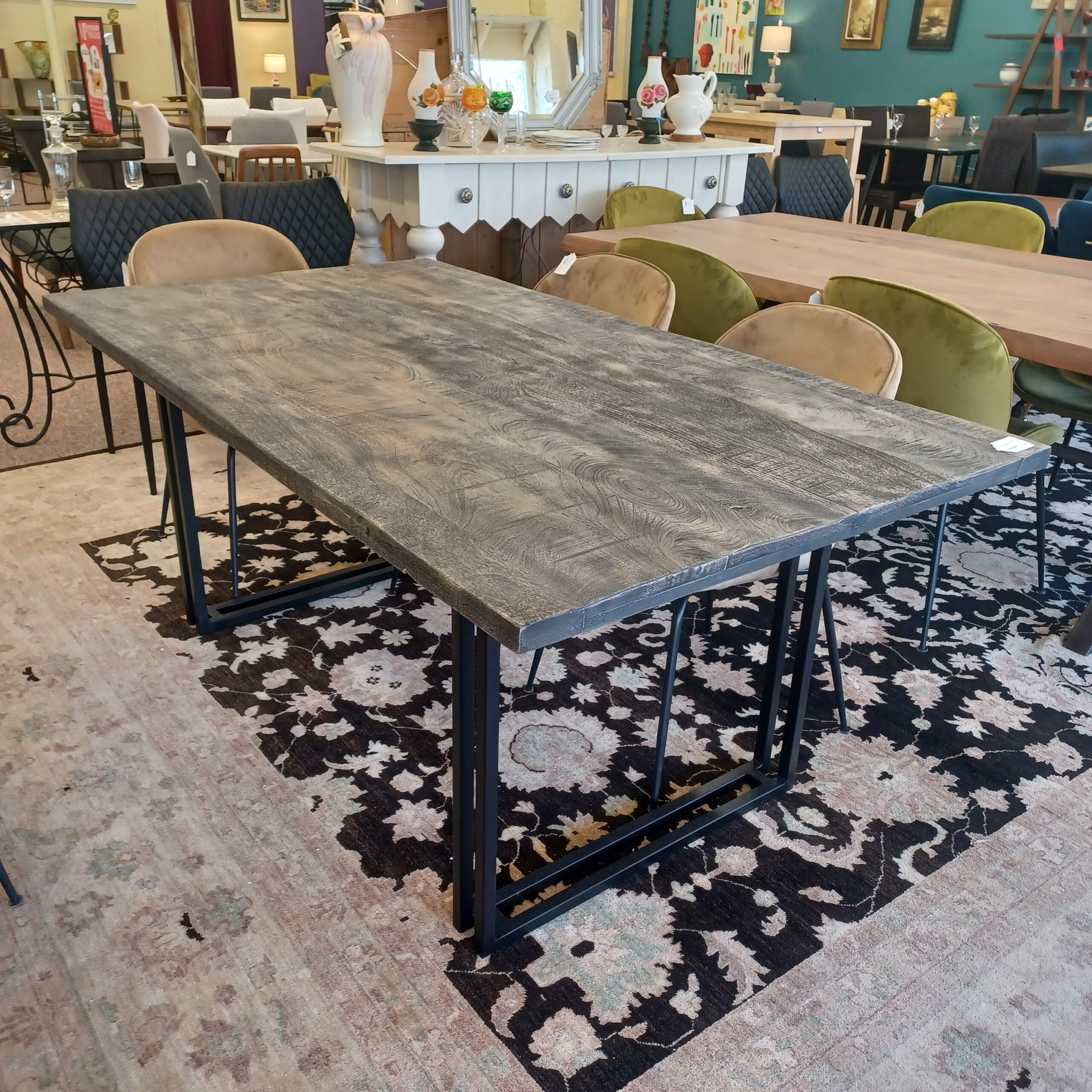 gray live edge dining table