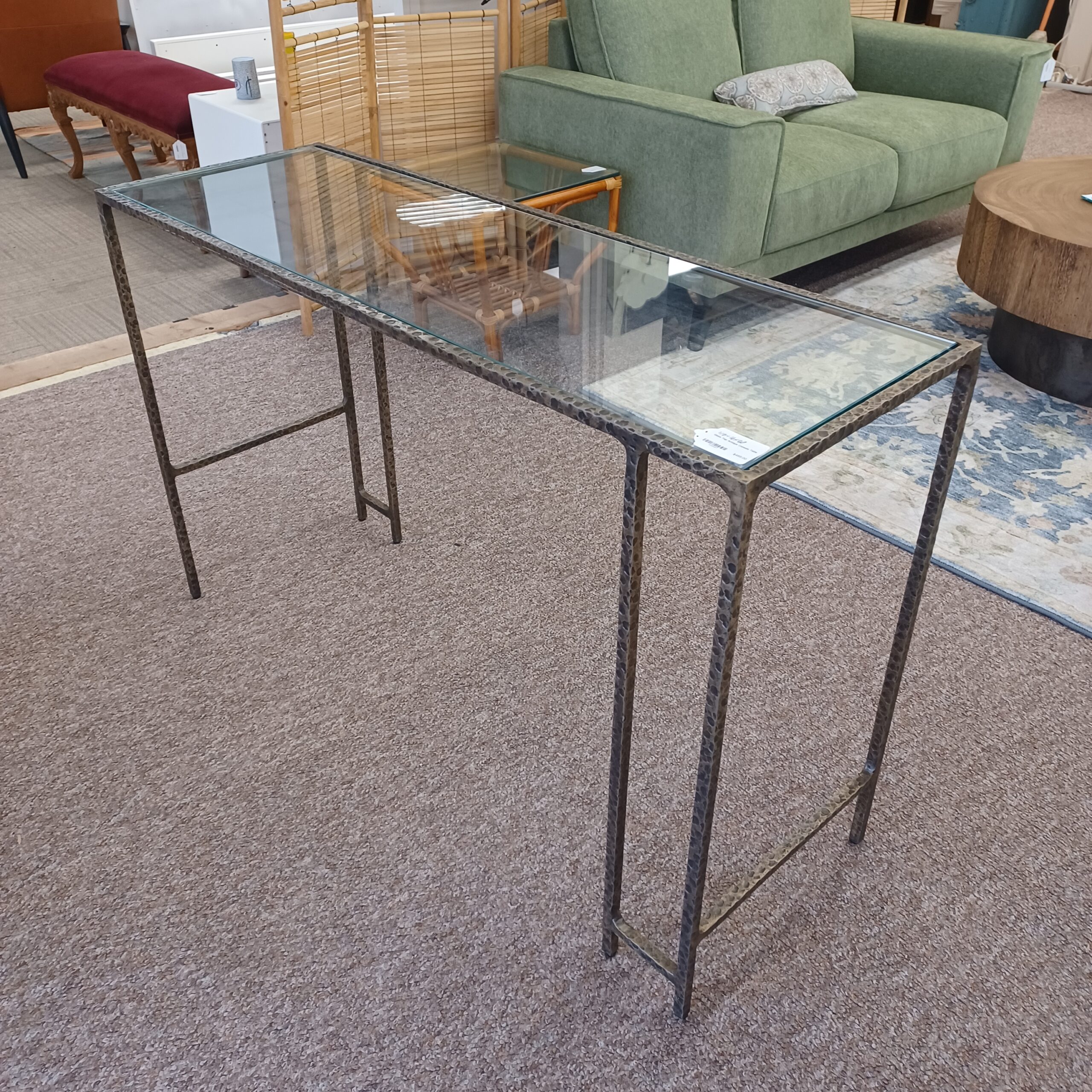 glass top antique console table