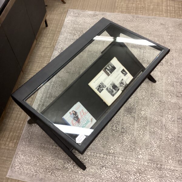 mc style black and glass coffee table