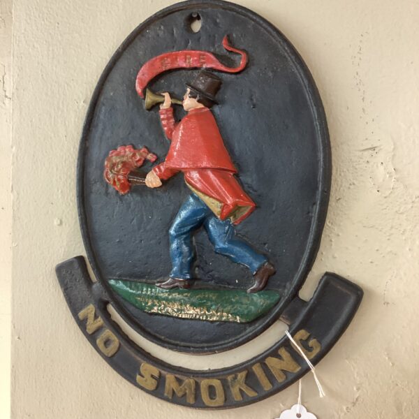 antique iron fire station sign