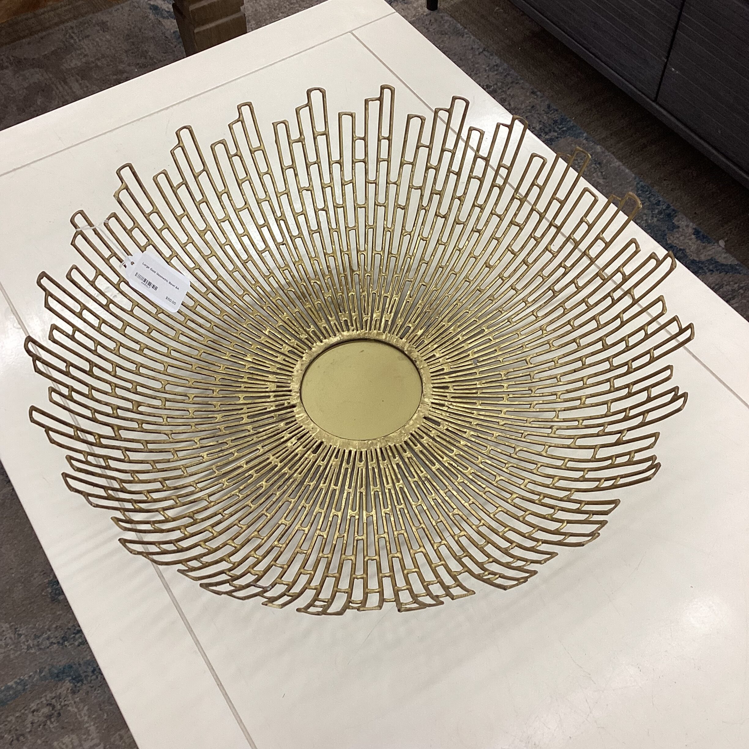 large gold geometric bowl