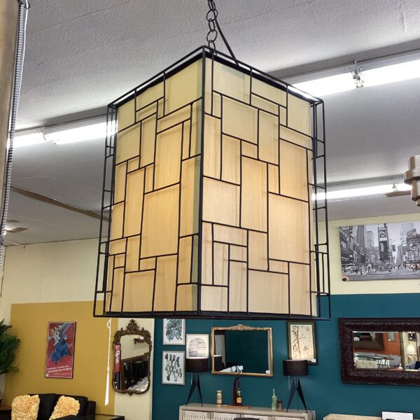 geometric black metal gold fabric hanging light