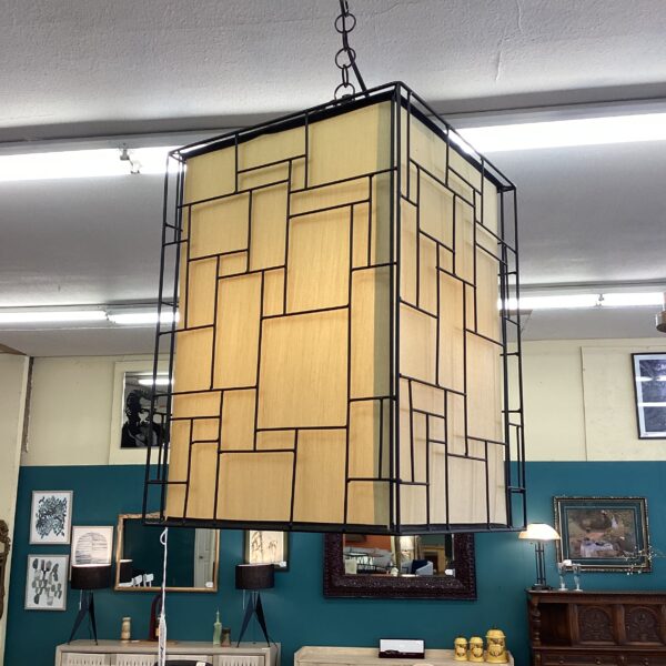 geometric black metal gold fabric hanging light