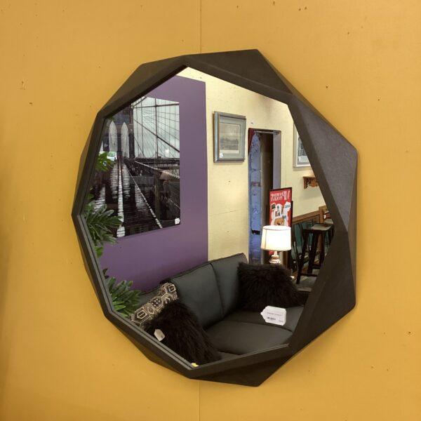 octagon black wall mirror