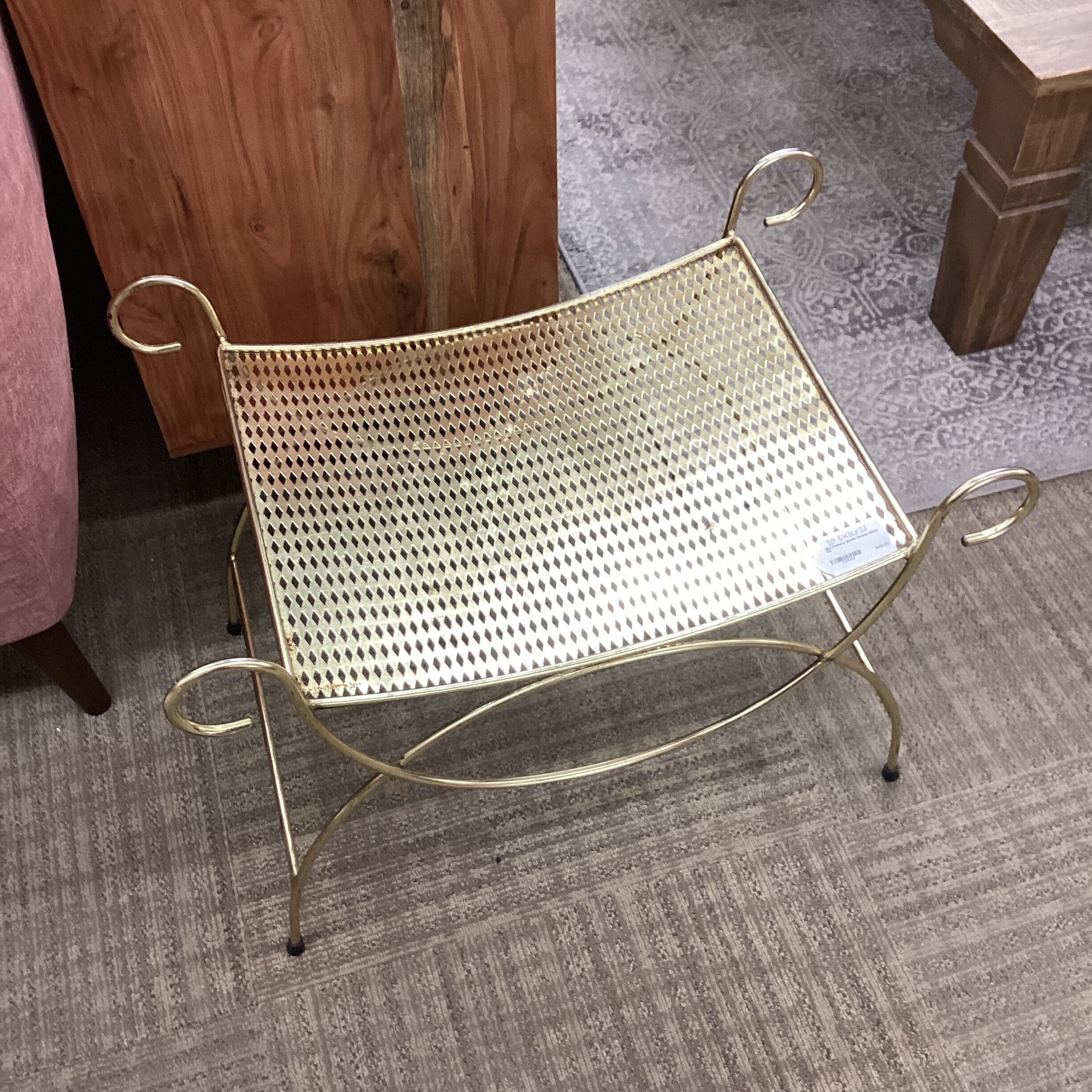 mid century brass scoop stool