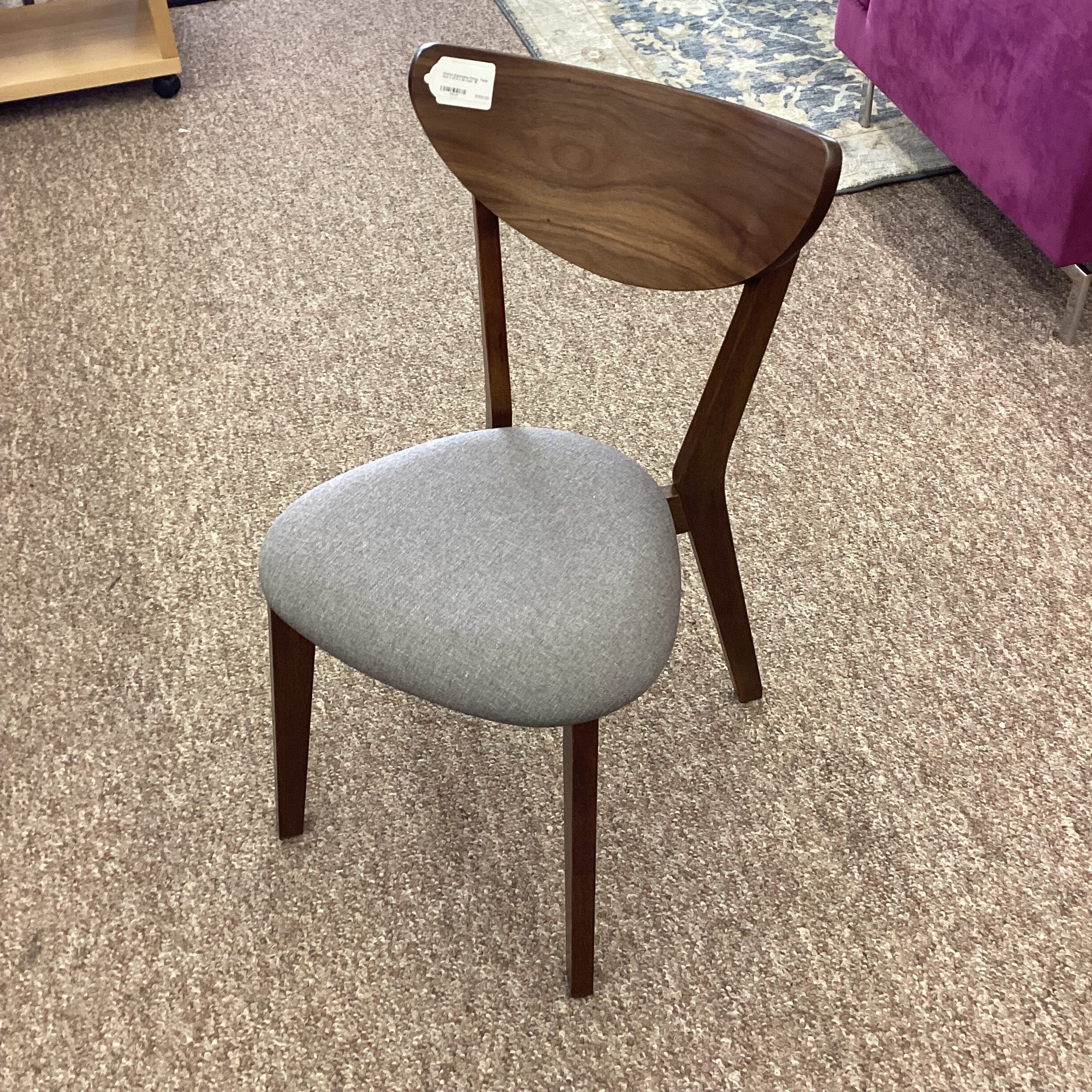 grey fabric walnut dining chair