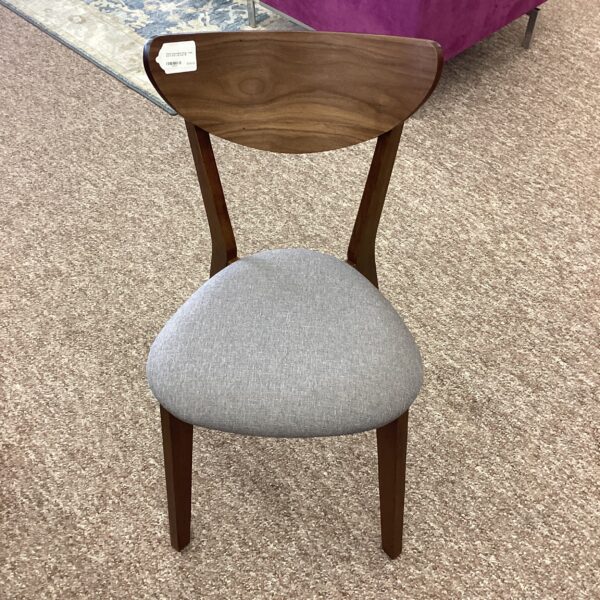 grey fabric walnut dining chair