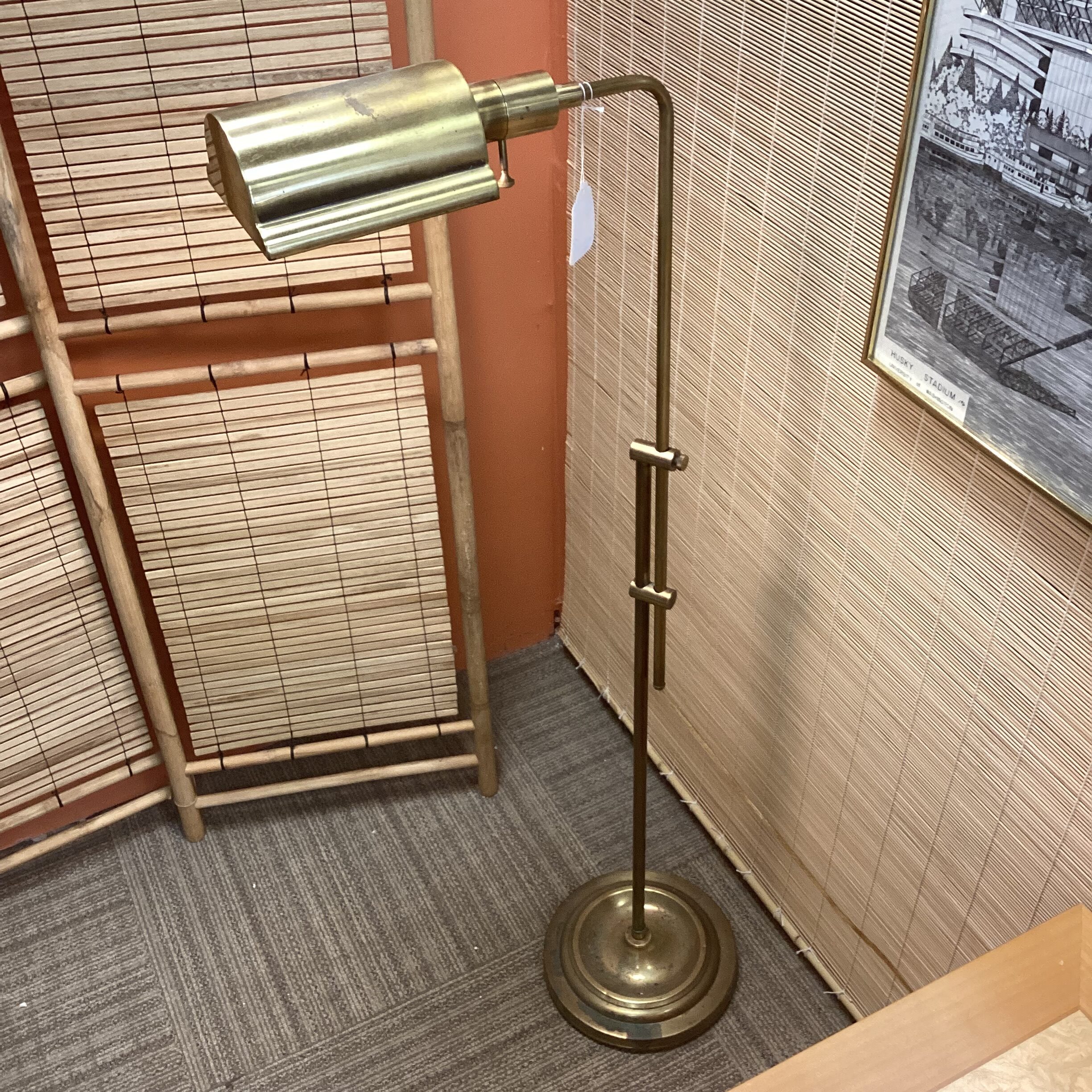 vintage brass floor task lamp (as is)