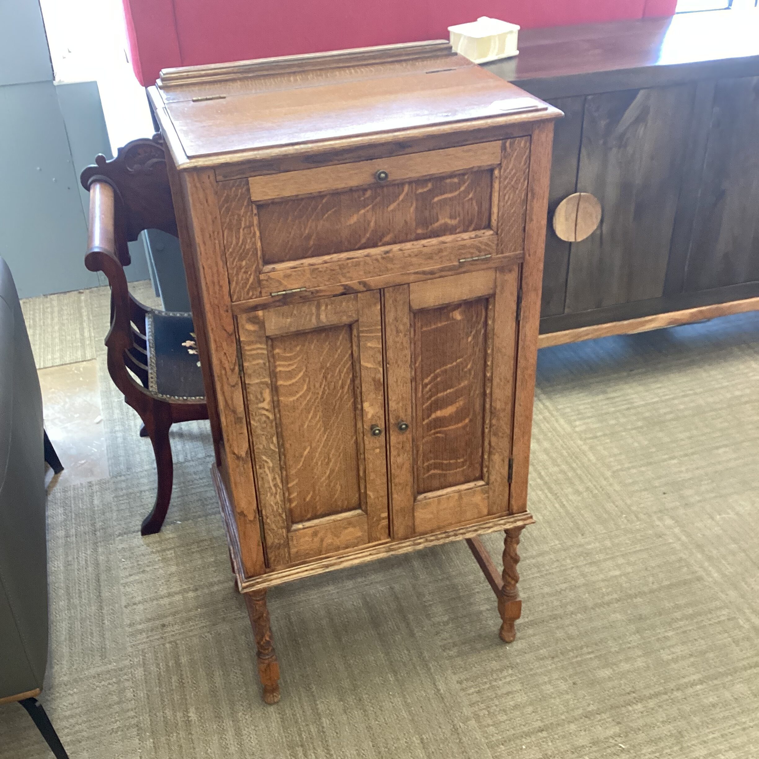 antique quarter oak bar cabinet