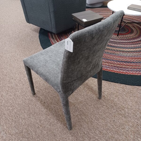 fully upholstered pewter dining chair