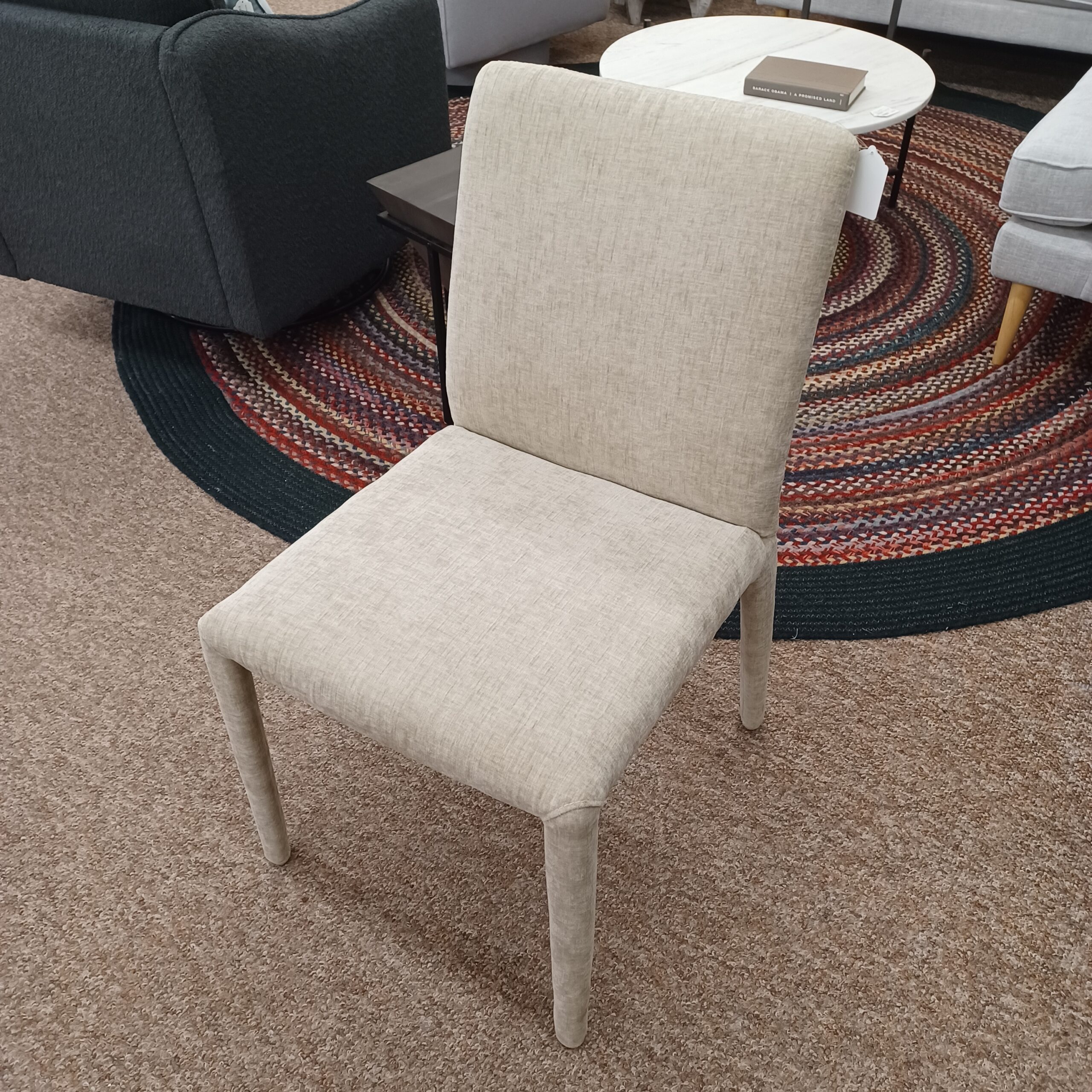 fully upholstered almond dining chair