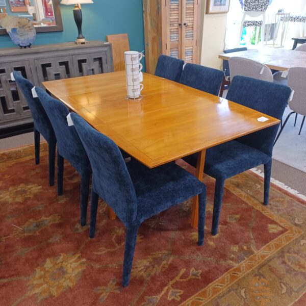 fully upholstered indigo dining chair