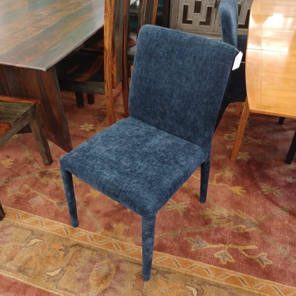 fully upholstered indigo dining chair