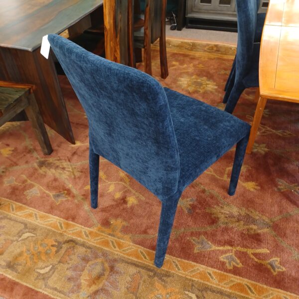 fully upholstered indigo dining chair