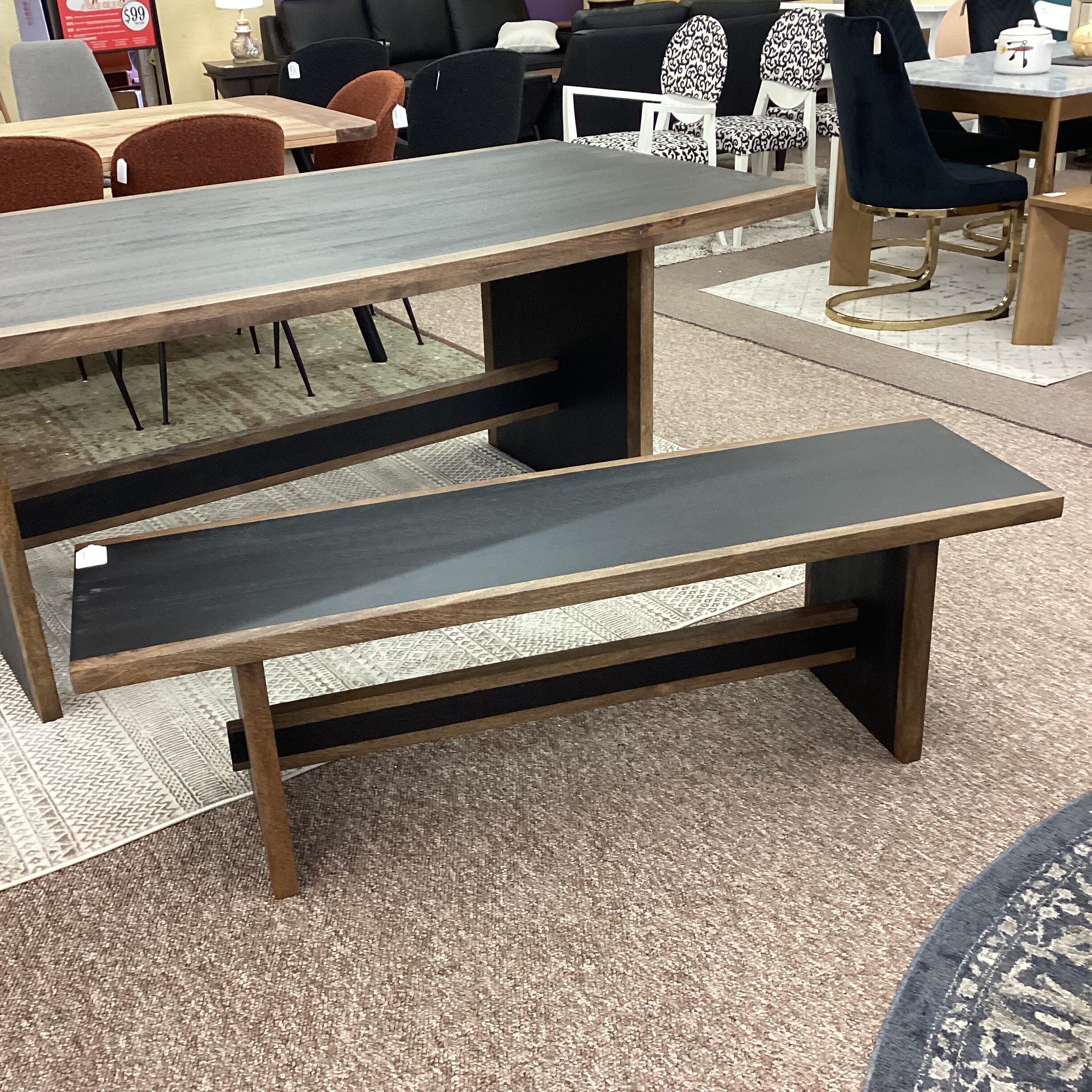 retro walnut dining bench