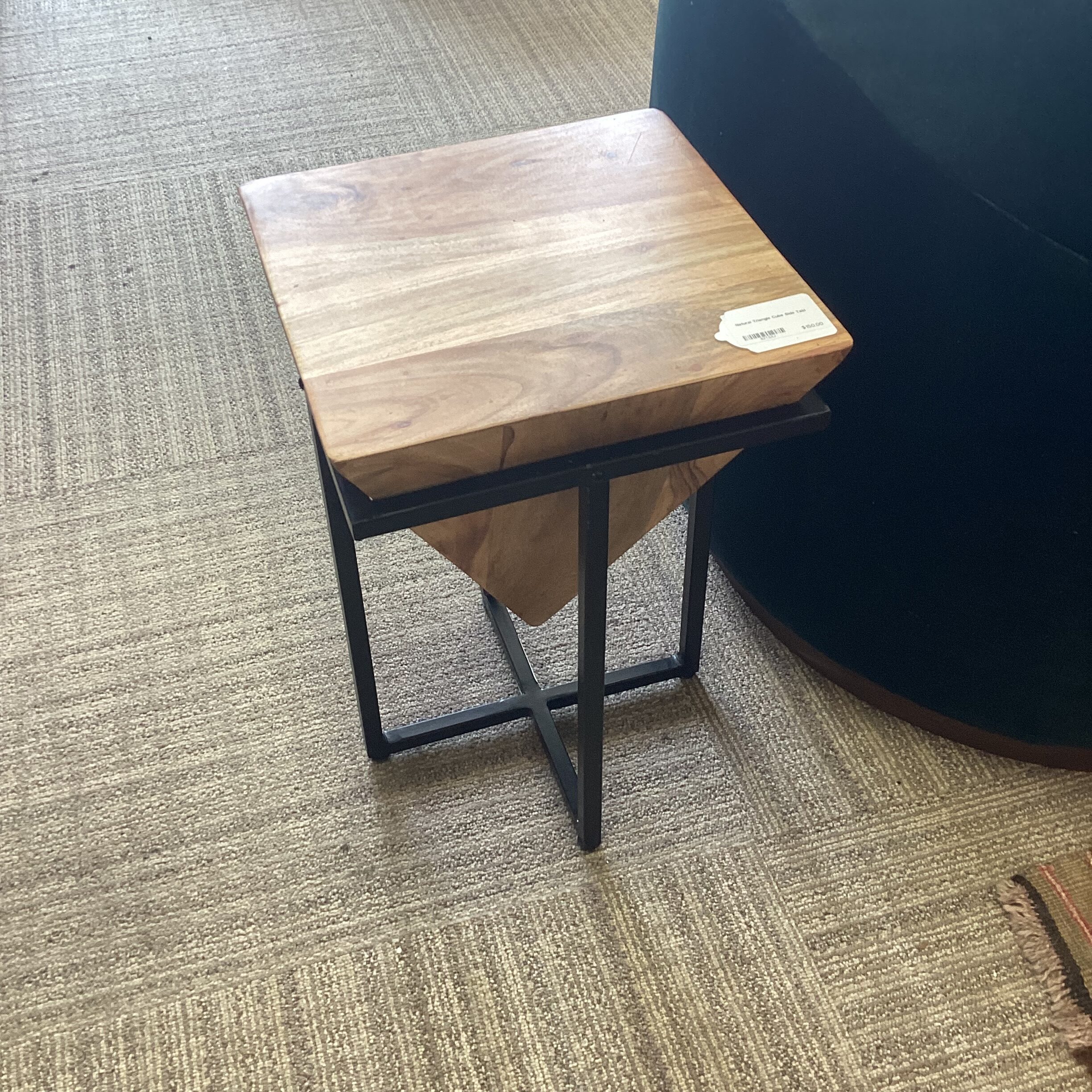 natural triangle cube side table