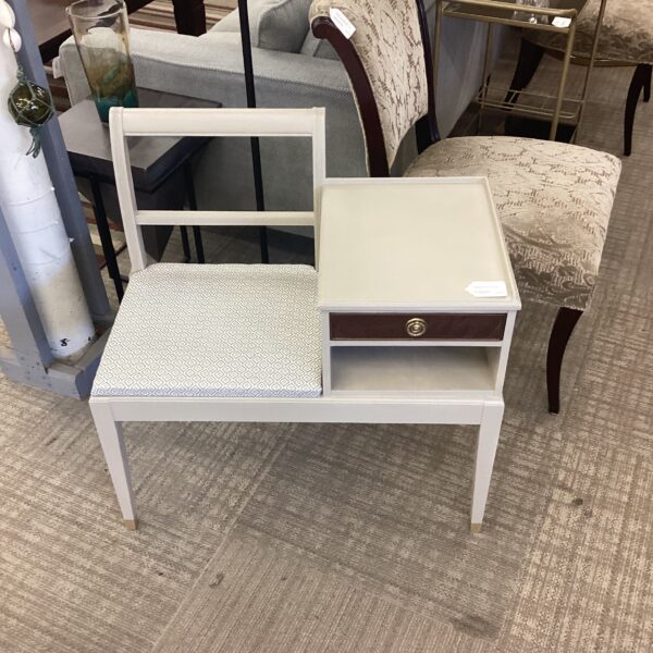 vintage painted taupe phone table