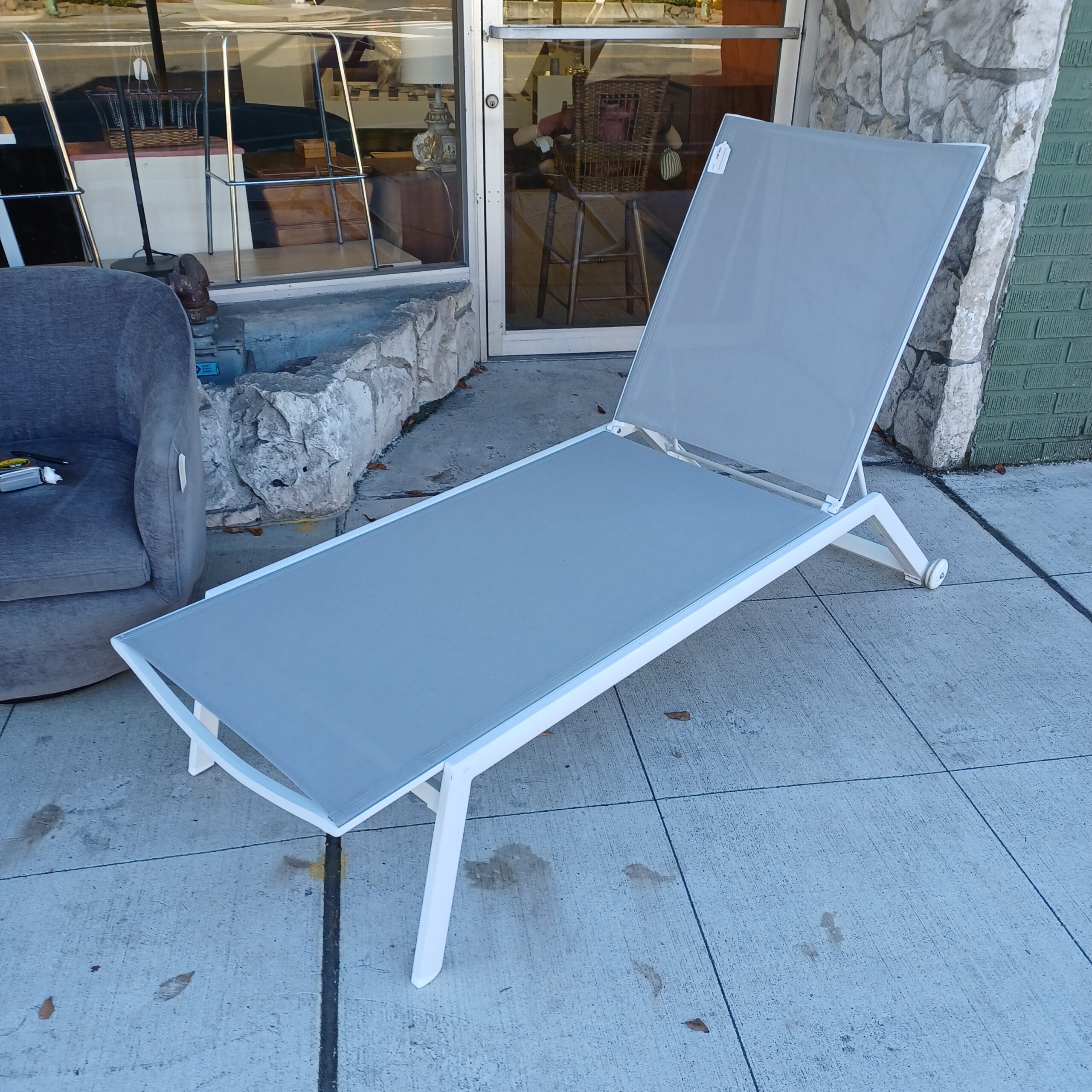 grey mesh patio chair