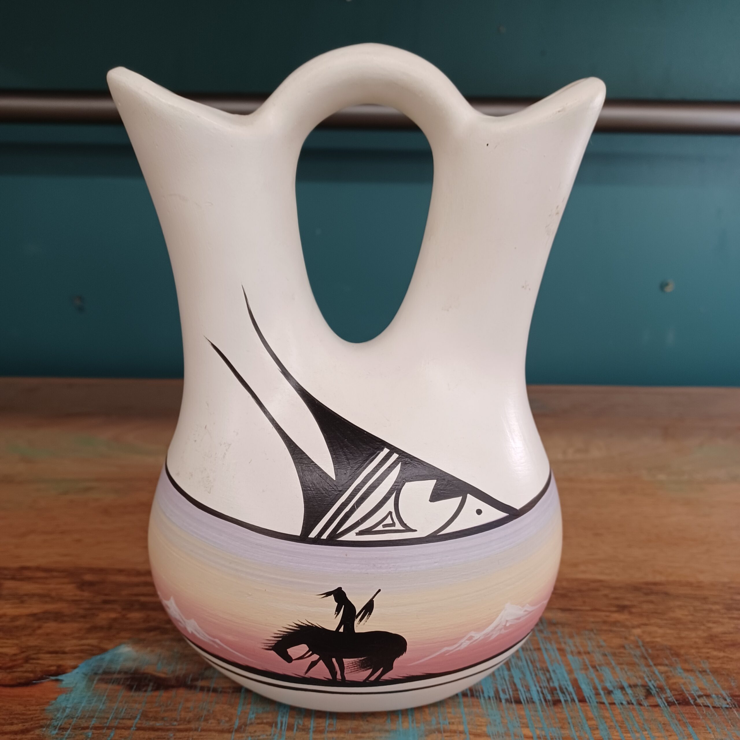 hand painted native american vase