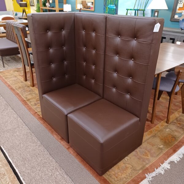 2pc high back brown button tufted booth seat & corner