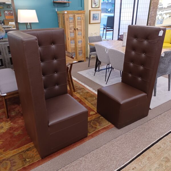 2pc high back brown button tufted booth seat & corner