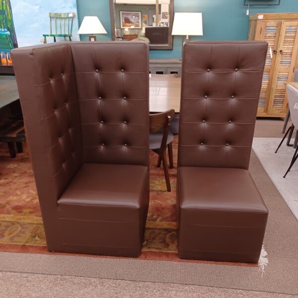 2pc high back brown button tufted booth seat & corner