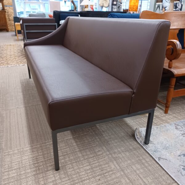 gun metal base brown one arm settee bench