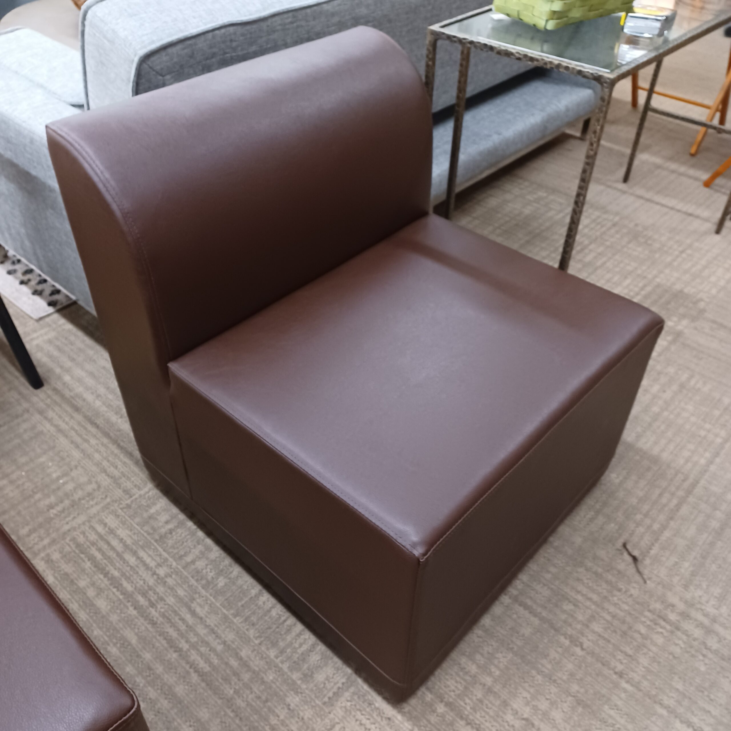 low back brown booth side chair