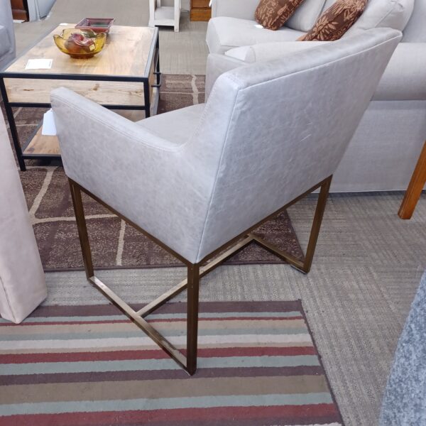 taupe leather bronze finish armchair