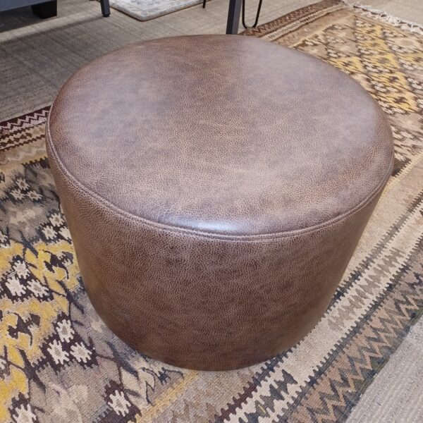 round leather ottoman brown