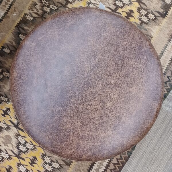 round leather ottoman brown