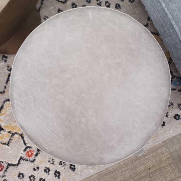 round leather ottoman taupe