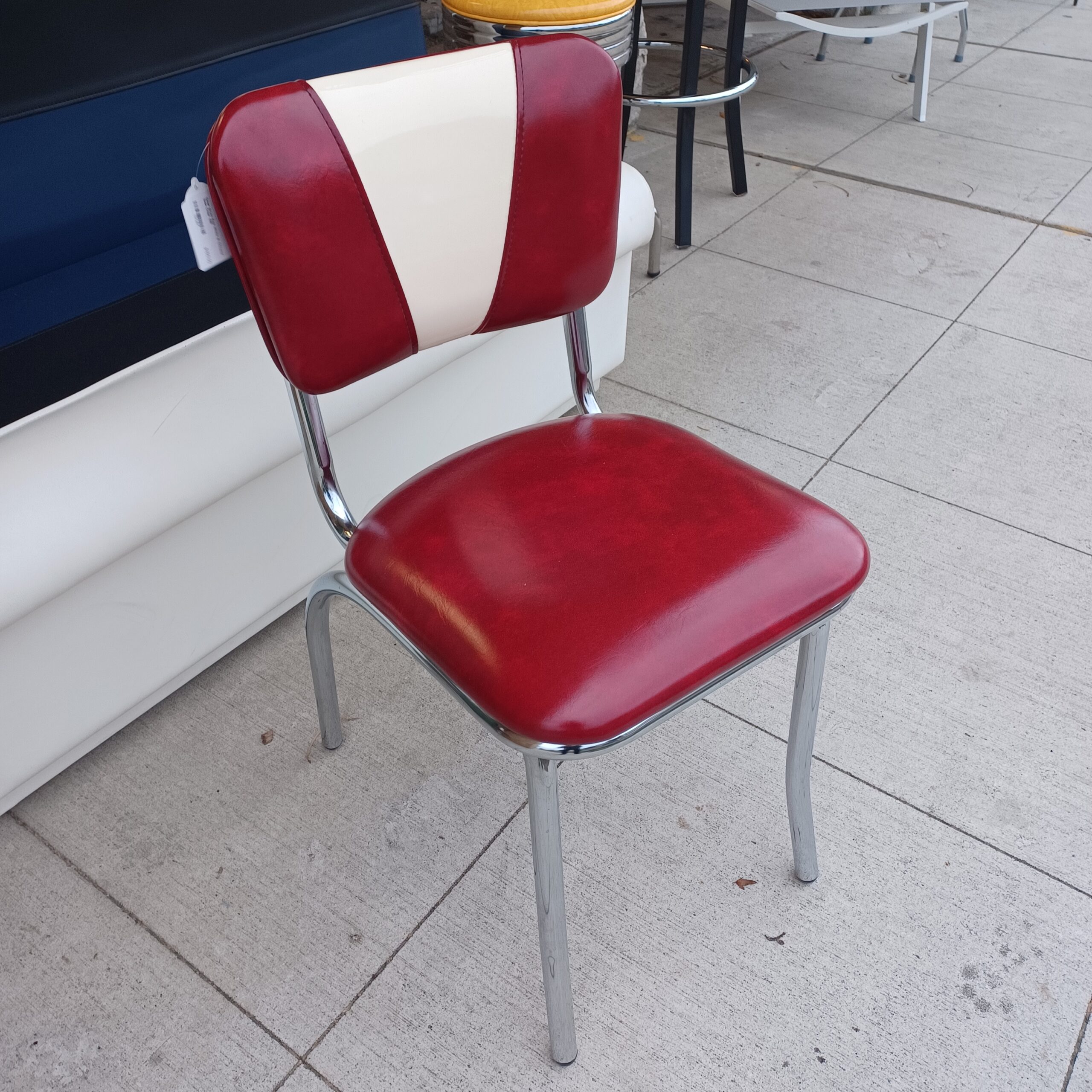 diner style red white & chrome side chair