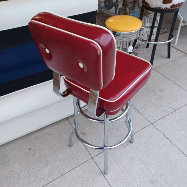 diner style red white & chrome bar height stool