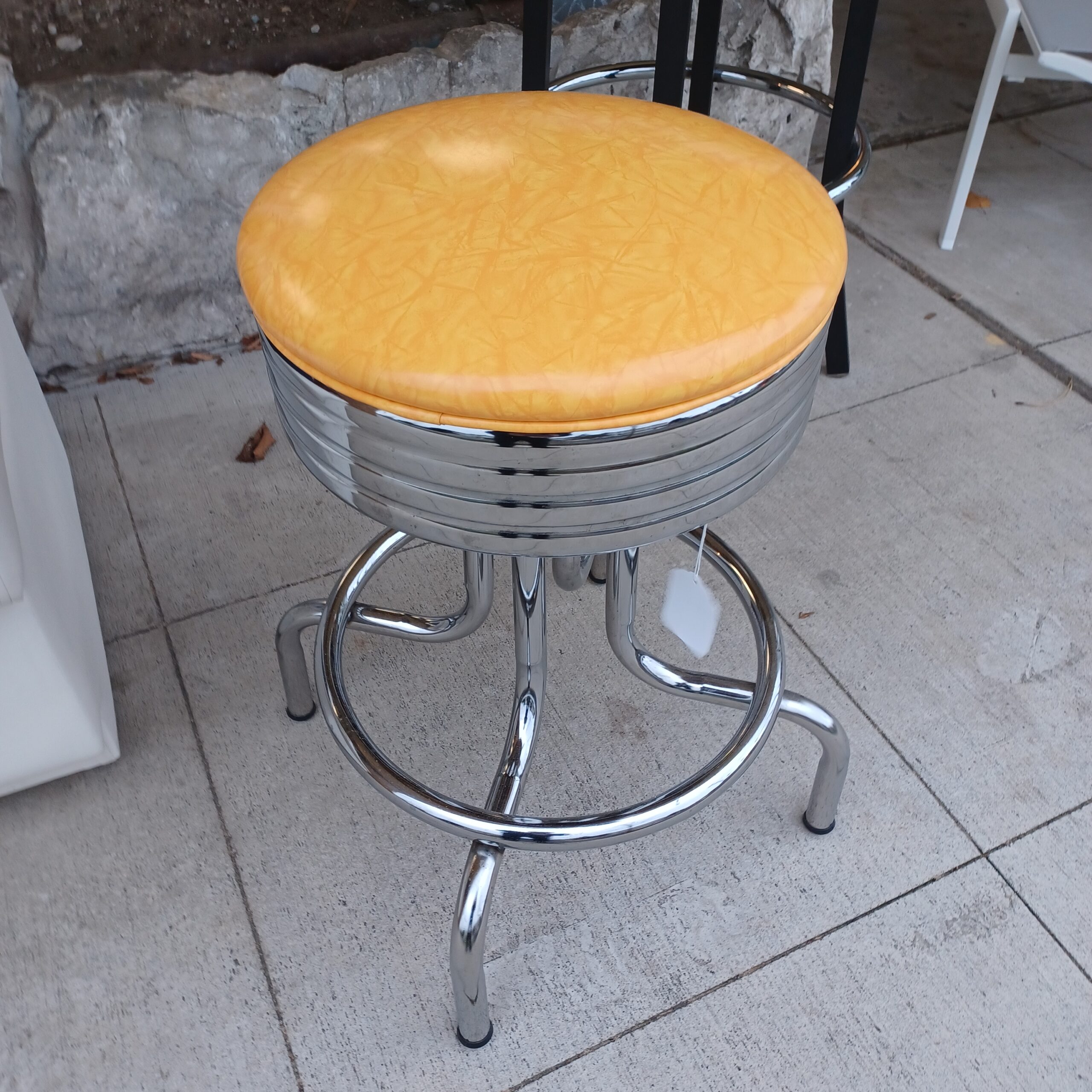 vintage style chrome yellow seat counter stool