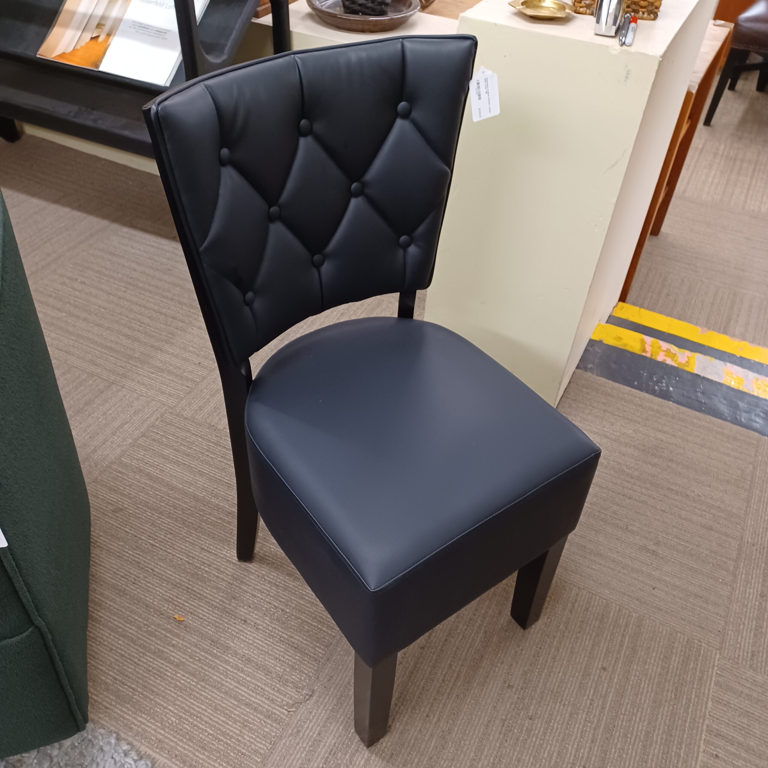 espresso & black button tufted side chair