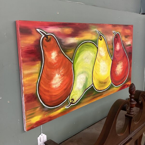 signed colorful pears painting