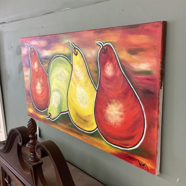 signed colorful pears painting