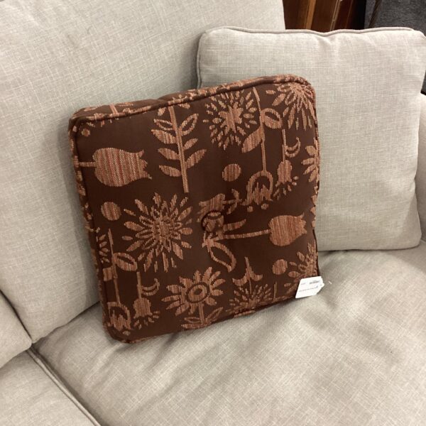 square brown floral button pillow