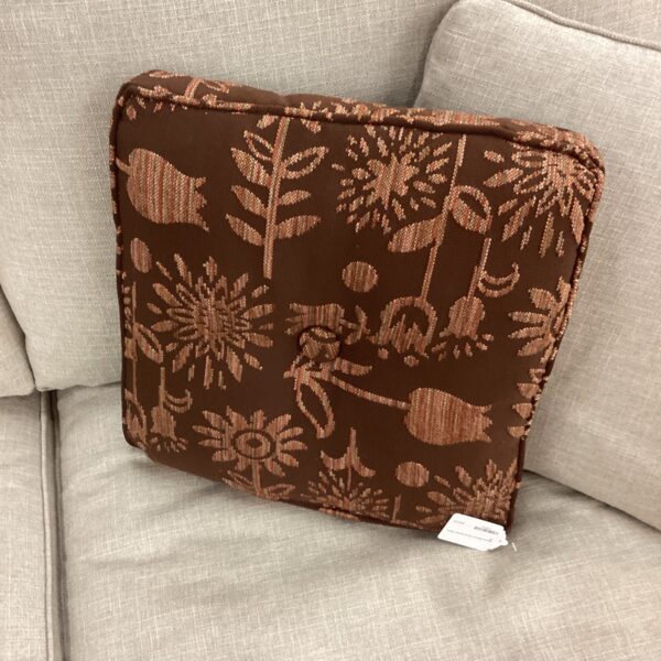 square brown floral button pillow