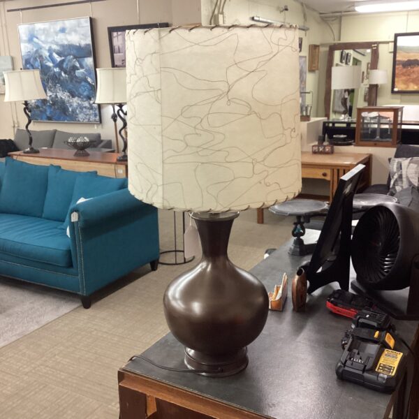 bronze finish urn lamp w/mc shade