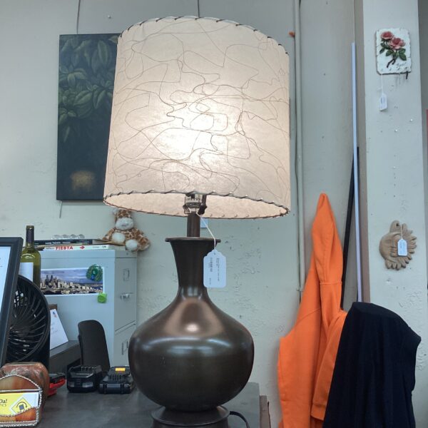 bronze finish urn lamp w/mc shade