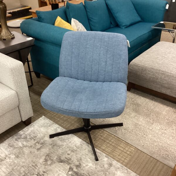 blue upholstered desk chair