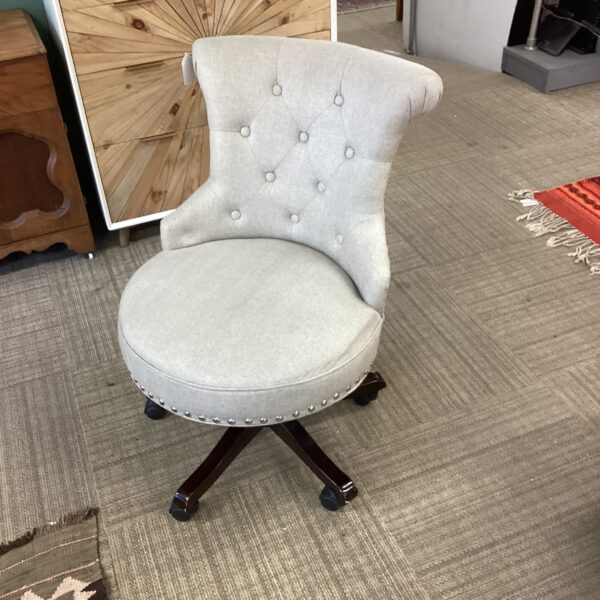 crate & barrel grey button tufted office chair