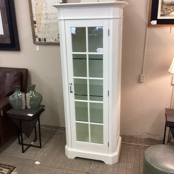 tall narrow white cabinet w/divided light door