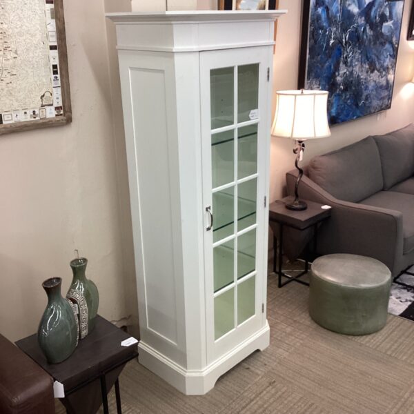 tall narrow white cabinet w/divided light door