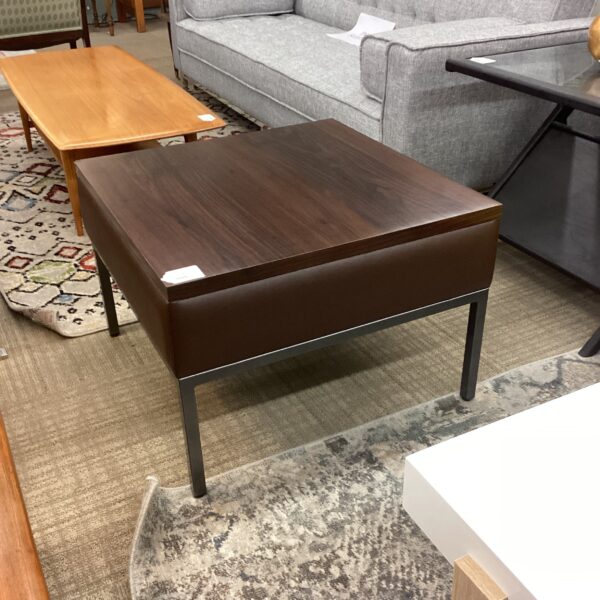 brown leather & laminate coffee table (as is)